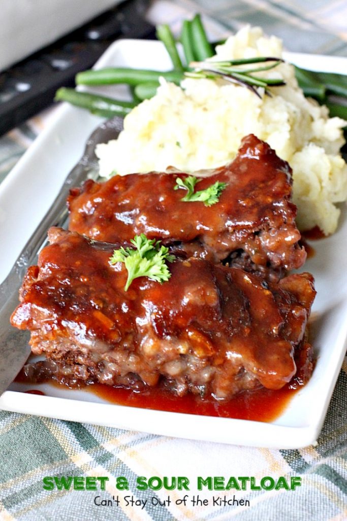 Sweet and Sour Meatloaf | Can't Stay Out of the Kitchen | I used #glutenfree breadcrumbs & honey instead of brown sugar making a healthier, #clean-eating #meatloaf that was delicious. #beef #casserole