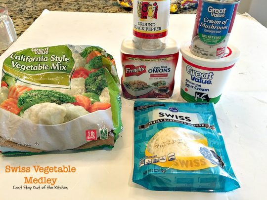 Swiss Vegetable Medley | Can't Stay Out of the Kitchen | fabulous #casserole is great for the #holidays. Uses #SwissCheese #FrenchFriedOnions & cream of mushroom soup. #vegetables