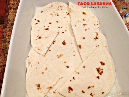 Taco Lasagna | Can't Stay Out of the Kitchen | spectacular #TexMex entree with a #beef, bean & #cheese filling. Fabulous company dinner.