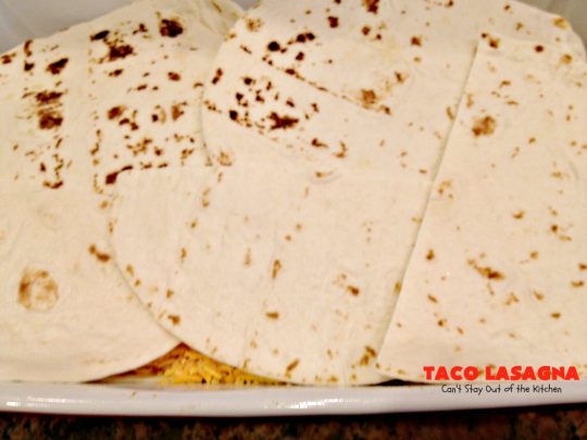 Taco Lasagna | Can't Stay Out of the Kitchen | spectacular #TexMex entree with a #beef, bean & #cheese filling. Fabulous company dinner.
