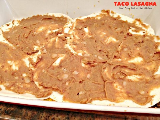 Taco Lasagna | Can't Stay Out of the Kitchen | spectacular #TexMex entree with a #beef, bean & #cheese filling. Fabulous company dinner.