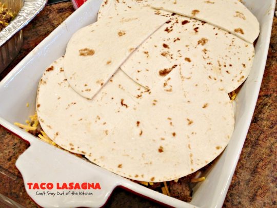 Taco Lasagna | Can't Stay Out of the Kitchen | spectacular #TexMex entree with a #beef, bean & #cheese filling. Fabulous company dinner.