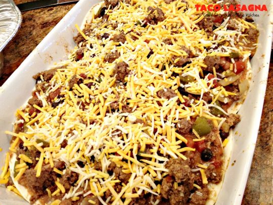 Taco Lasagna | Can't Stay Out of the Kitchen | spectacular #TexMex entree with a #beef, bean & #cheese filling. Fabulous company dinner.