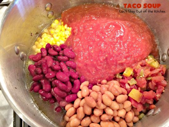 Taco Soup | Can't Stay Out of the Kitchen | you can have a tasty dinner made in 30 minutes with this easy & delicious #TexMex #soup recipe. It's wonderful comfort food for #fall or #winter. #glutenfree