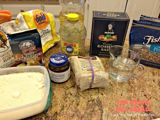 Ten Grain Nut Bread | Can't Stay Out of the Kitchen | this delicious #HomemadeBread is so easy since it's made in the #Breadmaker! It's made with #Pecans & #TenGrainCereal. It has fabulous taste and texture. While this is a great dinner #bread, it's also terrific for #breakfast. #DinnerBread #BreakfastBread #TenGrainNutBread