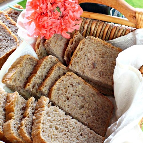 Ten Grain Nut Bread | Can't Stay Out of the Kitchen | this delicious #HomemadeBread is so easy since it's made in the #Breadmaker! It's made with #Pecans & #TenGrainCereal. It has fabulous taste and texture. While this is a great dinner #bread, it's also terrific for #breakfast. #DinnerBread #BreakfastBread #TenGrainNutBread