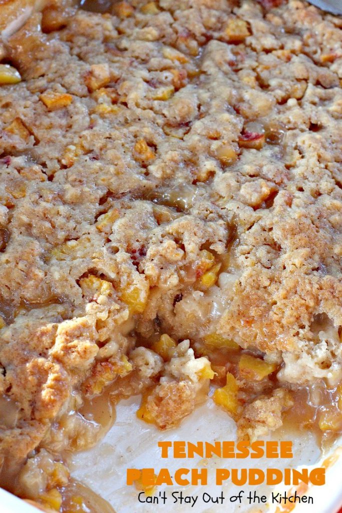 Tennessee Peach Pudding | Can't Stay Out of the Kitchen | one of the BEST #peachcobbler recipes ever! A luscious syrup is poured over the #cobbler before baking making this #dessert melt-in-your mouth delicious! #peaches
