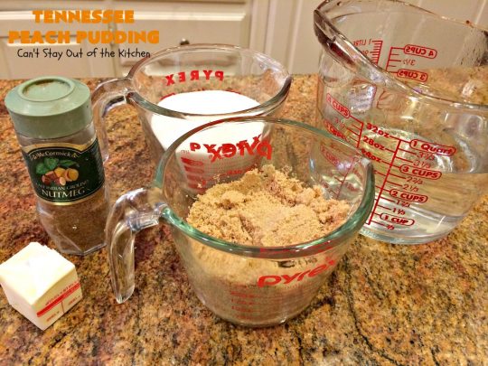 Tennessee Peach Pudding | Can't Stay Out of the Kitchen | one of the BEST #peachcobbler recipes ever! A luscious syrup is poured over the #cobbler before baking making this #dessert melt-in-your mouth delicious! #peaches