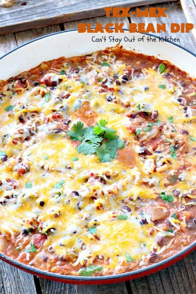 Tex-Mex Black Bean Dip | Can't Stay Out of the Kitchen | This #TexMex dip is amazing. It's one of the best #appetizers we've ever eaten. #blackbeans #cheese #salsa #glutenfree