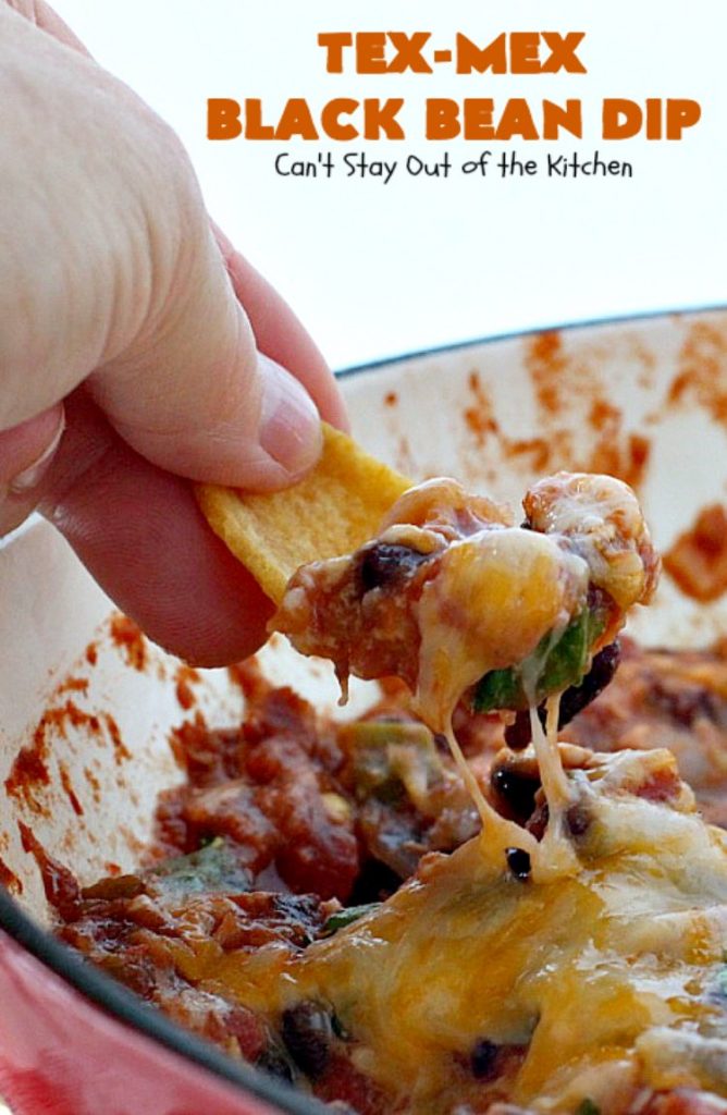 Tex-Mex Black Bean Dip | Can't Stay Out of the Kitchen | This #TexMex dip is amazing. It's one of the best #appetizers we've ever eaten. #blackbeans #cheese #salsa #glutenfree