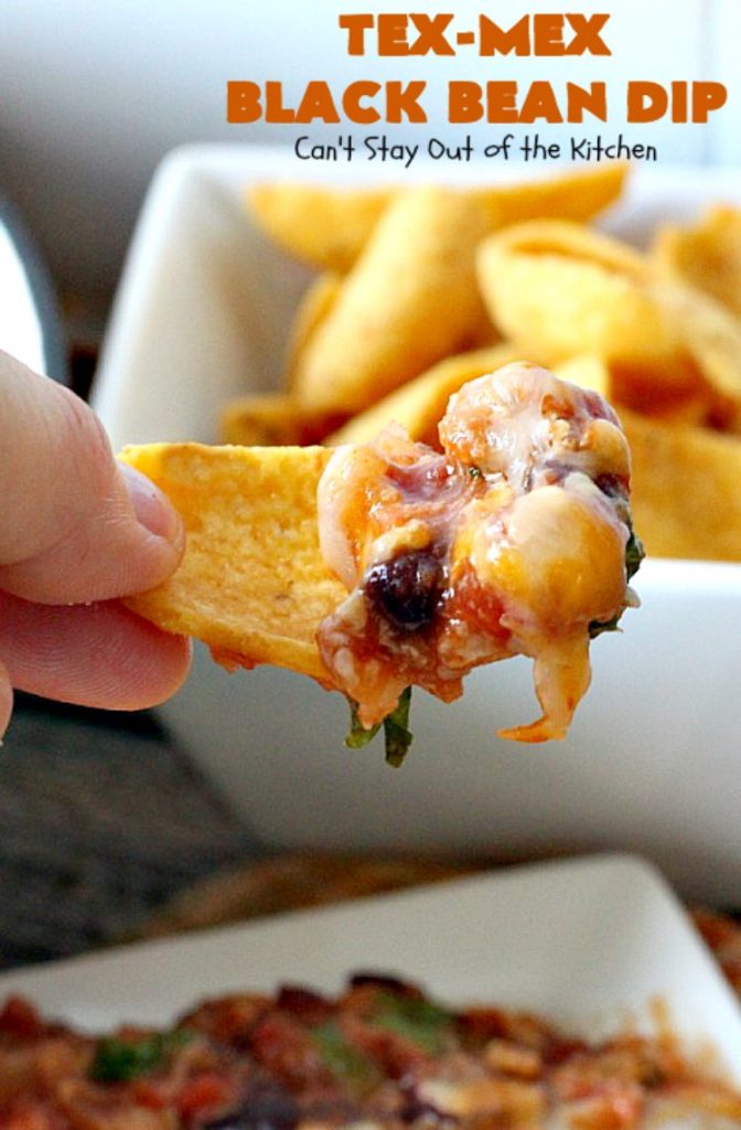 Tex-Mex Black Bean Dip | Can't Stay Out of the Kitchen | This #TexMex dip is amazing. It's one of the best #appetizers we've ever eaten. #blackbeans #cheese #salsa #glutenfree