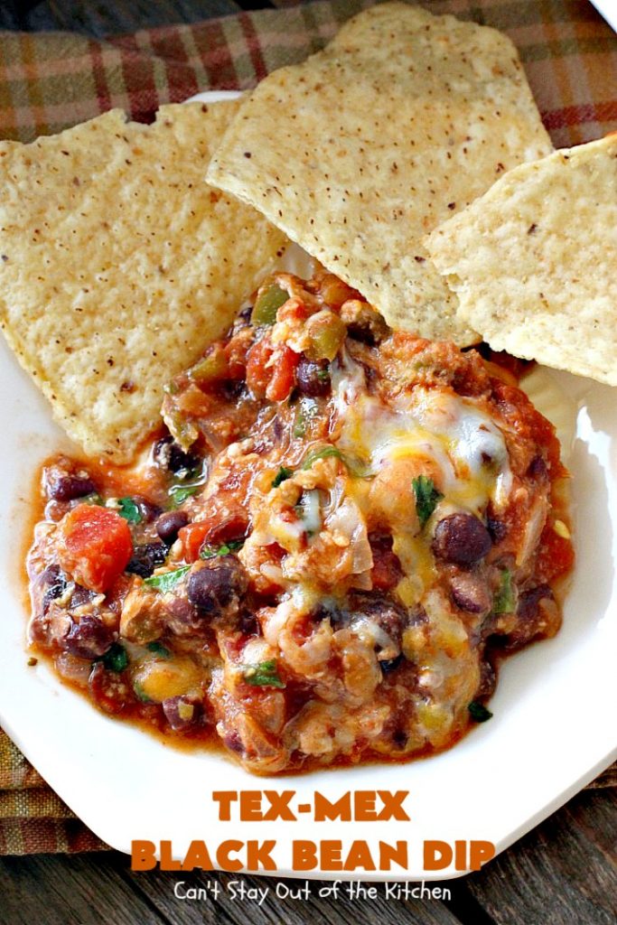 Tex-Mex Black Bean Dip | Can't Stay Out of the Kitchen | This #TexMex dip is amazing. It's one of the best #appetizers we've ever eaten. #blackbeans #cheese #salsa #glutenfree