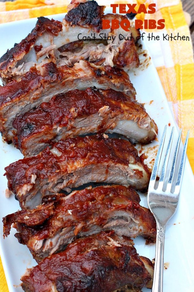 Texas BBQ Ribs | Can't Stay Out of the Kitchen | my Mom's favorite #recipe for #ribs. We love the ease of these #BBQRibs & the tasty homemade #BBQ sauce. #Pork #PorkRibs #SpareRibs #GlutenFree #GlutenFreePorkRibs #TexasBBQRibs