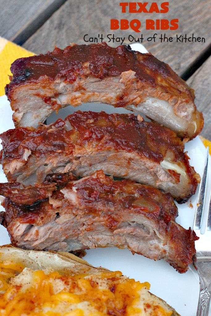 Texas BBQ Ribs | Can't Stay Out of the Kitchen | my Mom's favorite #recipe for #ribs. We love the ease of these #BBQRibs & the tasty homemade #BBQ sauce. #Pork #PorkRibs #SpareRibs #GlutenFree #GlutenFreePorkRibs #TexasBBQRibs