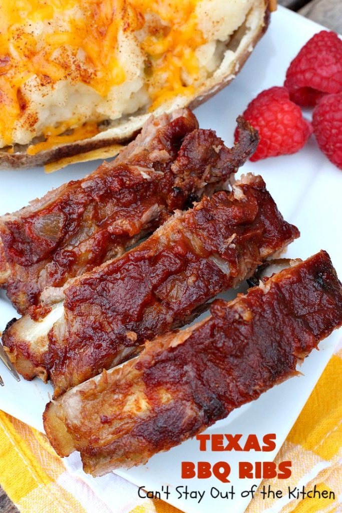Texas BBQ Ribs | Can't Stay Out of the Kitchen | my Mom's favorite #recipe for #ribs. We love the ease of these #BBQRibs & the tasty homemade #BBQ sauce. #Pork #PorkRibs #SpareRibs #GlutenFree #GlutenFreePorkRibs #TexasBBQRibs