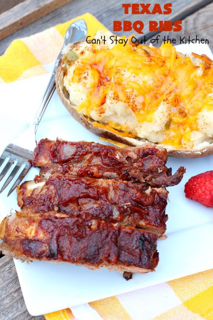 Texas BBQ Ribs | Can't Stay Out of the Kitchen | my Mom's favorite #recipe for #ribs. We love the ease of these #BBQRibs & the tasty homemade #BBQ sauce. #Pork #PorkRibs #SpareRibs #GlutenFree #GlutenFreePorkRibs #TexasBBQRibs