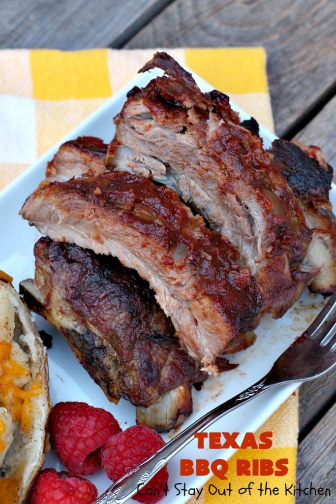 Texas BBQ Ribs | Can't Stay Out of the Kitchen | my Mom's favorite #recipe for #ribs. We love the ease of these #BBQRibs & the tasty homemade #BBQ sauce. #Pork #PorkRibs #SpareRibs #GlutenFree #GlutenFreePorkRibs #TexasBBQRibs