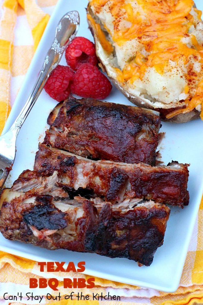 Texas BBQ Ribs | Can't Stay Out of the Kitchen | my Mom's favorite #recipe for #ribs. We love the ease of these #BBQRibs & the tasty homemade #BBQ sauce. #Pork #PorkRibs #SpareRibs #GlutenFree #GlutenFreePorkRibs #TexasBBQRibs