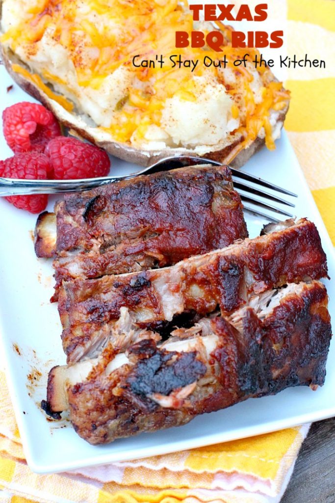 Texas BBQ Ribs | Can't Stay Out of the Kitchen | my Mom's favorite #recipe for #ribs. We love the ease of these #BBQRibs & the tasty homemade #BBQ sauce. #Pork #PorkRibs #SpareRibs #GlutenFree #GlutenFreePorkRibs #TexasBBQRibs