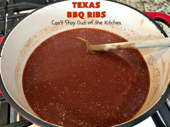 Texas BBQ Ribs | Can't Stay Out of the Kitchen | my Mom's favorite #recipe for #ribs. We love the ease of these #BBQRibs & the tasty homemade #BBQ sauce. #Pork #PorkRibs #SpareRibs #GlutenFree #GlutenFreePorkRibs #TexasBBQRibs