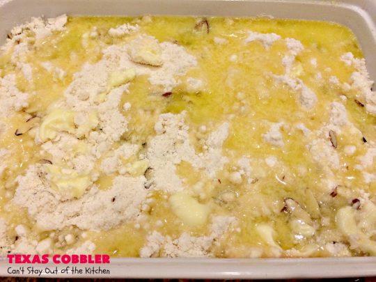 Texas Cobbler | Can't Stay Out of the Kitchen | amazing #dumpcake with #blueberry & #cherry pie fillings, #pineapple, coconut & #almonds. Favorite summer #dessert