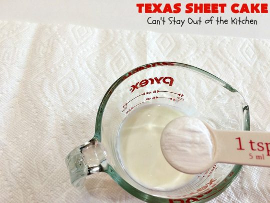 Texas Sheet Cake | Can't Stay Out of the Kitchen | this #ChocolateFudgeCake is divine! It's so chocolaty, so fudgy that you won't want to stop eating it! Perfect #dessert for #tailgating parties, potlucks or #holidays like #Easter or #MothersDay since it makes 48 servings! #cake #chocolate #fudge #walnuts #TexasSheetCake #SheetCake #ChocolateFudgeSheetCake