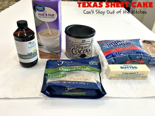 Texas Sheet Cake | Can't Stay Out of the Kitchen | this #ChocolateFudgeCake is divine! It's so chocolaty, so fudgy that you won't want to stop eating it! Perfect #dessert for #tailgating parties, potlucks or #holidays like #Easter or #MothersDay since it makes 48 servings! #cake #chocolate #fudge #walnuts #TexasSheetCake #SheetCake #ChocolateFudgeSheetCake