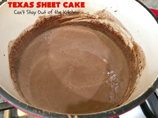 Texas Sheet Cake | Can't Stay Out of the Kitchen | this #ChocolateFudgeCake is divine! It's so chocolaty, so fudgy that you won't want to stop eating it! Perfect #dessert for #tailgating parties, potlucks or #holidays like #Easter or #MothersDay since it makes 48 servings! #cake #chocolate #fudge #walnuts #TexasSheetCake #SheetCake #ChocolateFudgeSheetCake