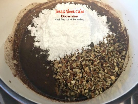 Texas Sheet Cake Brownies | Can't Stay Out of the Kitchen | oh my goodness, these #brownies are so amazing. If you're a #chocolate lover you won't be able to get enough of them! #dessert #tailgating