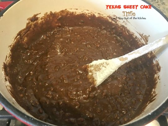 Texas Sheet Cake Trifle | Can't Stay Out of the Kitchen | This spectacular #dessert is divine! Uses #TexasSheetCake plus the #chocolate #pecan icing and a chocolate pudding layer in a trifle dish with #CoolWhip and #maraschinocherries. Amazing.