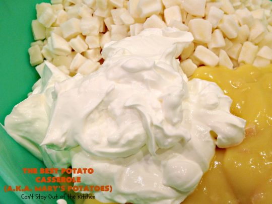 The Best Potato Casserole (a.k.a. Mary's Potatoes) | Can't Stay Out of the Kitchen | this is our absolute favorite #potato #casserole recipe. It's so creamy & delicious. It's perfect to make for company or #holiday dinners like #Thanksgiving or #Christmas.