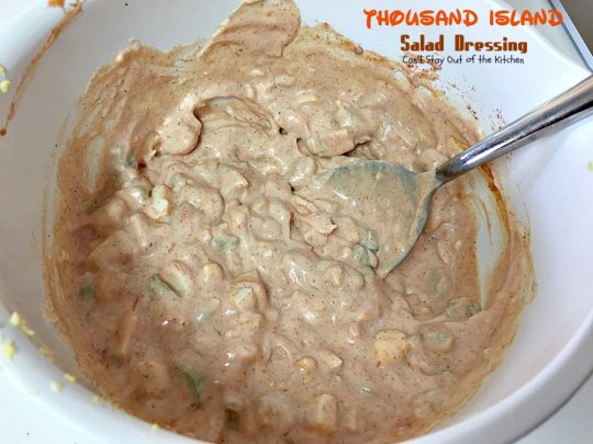 Thousand Island Salad Dressing | Can't Stay Out of the Kitchen | fantastic homemade #saladdressing that's perfect for any #salad. It's great to use as a dip as well. #glutenfree