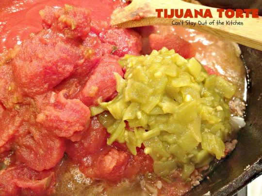 Tijuana Torte | Can't Stay Out of the Kitchen | this fabulous #TexMex #casserole is absolutely mouthwatering. It's layered with flour #tortillas, a #beef mixture & lots of #cheese. Terrific for company dinners. #CincoDeMayo