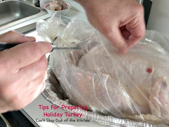 Tips For Preparing Holiday Turkey | Can't Stay Out of the Kitchen | Step-by-step directions and pictures for preparing a #turkey for the #holidays. This method is incredibly easy for even a beginning cook. 