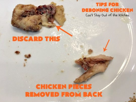 Tips for Deboning Chicken | Can't Stay Out of the Kitchen | step-by-step pictures on how to debone a #chicken. Also provides great ideas for using the chicken and #chickenbroth in recipes. #kitchentips