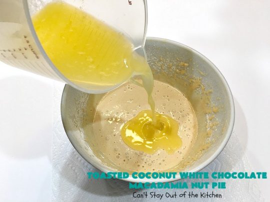 Toasted Coconut White Chocolate Macadamia Nut Pie | Can't Stay Out of the Kitchen | this heavenly #pie is rich, decadent & glorious! Every bite will have you drooling & wanting more. Perfect #dessert for #holiday #baking & parties. #coconut #MacadamiaNuts #chocolate #NewYearsDay #Christmas #HolidayDessert #WhiteChocolateChips#ToastedCoconutWhiteChocolateMacadamiaNutPie