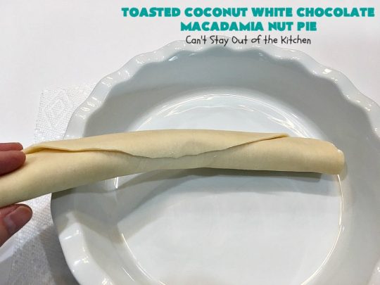 Toasted Coconut White Chocolate Macadamia Nut Pie | Can't Stay Out of the Kitchen | this heavenly #pie is rich, decadent & glorious! Every bite will have you drooling & wanting more. Perfect #dessert for #holiday #baking & parties. #coconut #MacadamiaNuts #chocolate #NewYearsDay #Christmas #HolidayDessert #WhiteChocolateChips#ToastedCoconutWhiteChocolateMacadamiaNutPie