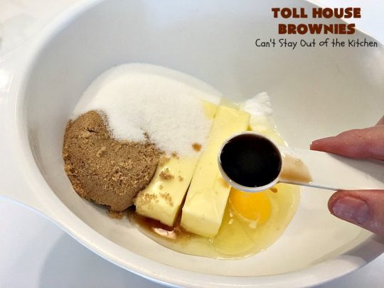 Toll House Brownies | Can't Stay Out of the Kitchen | this scrumptious #dessert takes the best of #TollHouse #cookies & puts them in #brownie form. Then a #chocolate icing is drizzled over top. Absolutely mouthwatering. #tailgating
