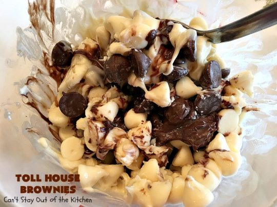 Toll House Brownies | Can't Stay Out of the Kitchen | this scrumptious #dessert takes the best of #TollHouse #cookies & puts them in #brownie form. Then a #chocolate icing is drizzled over top. Absolutely mouthwatering. #tailgating