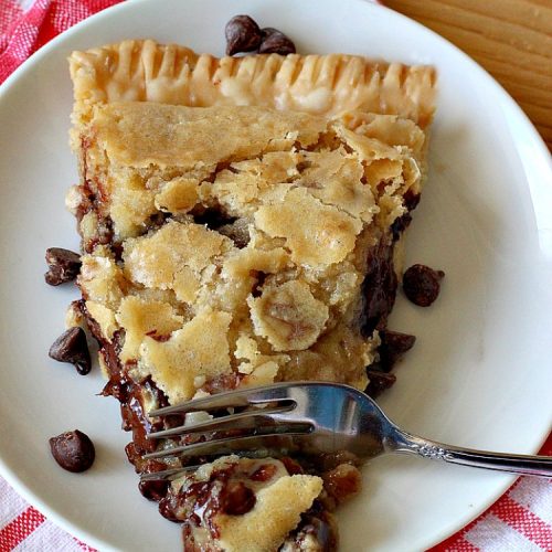 Toll House Pie | Can't Stay Out of the Kitchen | the easiest & most spectacular #TollHousePie ever! Better than #TollHouseCookies, this pie is rich, decadent & absolutely divine! Every bite will have you drooling. Perfect for a #holiday #dessert, too. #pie #ChocolateChips #Walnuts #southern #ThanksgivingDessert #ChristmasDessert #TollHouse #Chocolate #ChocolateDessert #TollHouseDessert