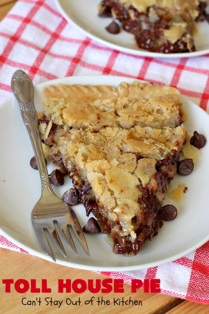 Toll House Pie | Can't Stay Out of the Kitchen | the easiest & most spectacular #TollHousePie ever! Better than #TollHouseCookies, this pie is rich, decadent & absolutely divine! Every bite will have you drooling. Perfect for a #holiday #dessert, too. #pie #ChocolateChips #Walnuts #southern #ThanksgivingDessert #ChristmasDessert #TollHouse #Chocolate #ChocolateDessert #TollHouseDessert