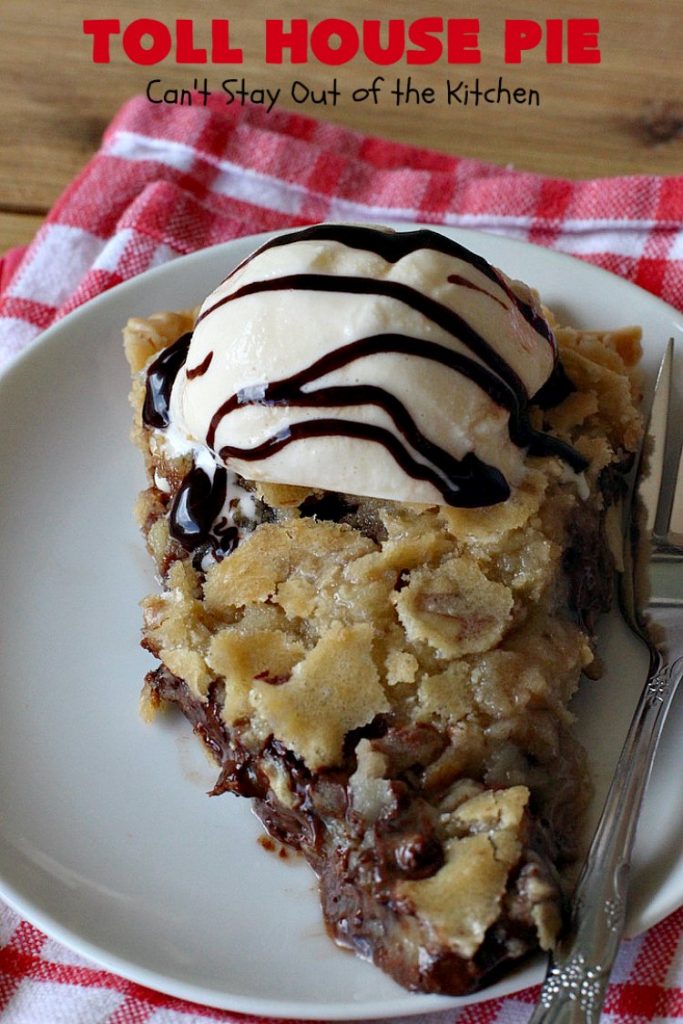 Toll House Pie | Can't Stay Out of the Kitchen | the easiest & most spectacular #TollHousePie ever! Better than #TollHouseCookies, this pie is rich, decadent & absolutely divine! Every bite will have you drooling. Perfect for a #holiday #dessert, too. #pie #ChocolateChips #Walnuts #southern #ThanksgivingDessert #ChristmasDessert #TollHouse #Chocolate #ChocolateDessert #TollHouseDessert