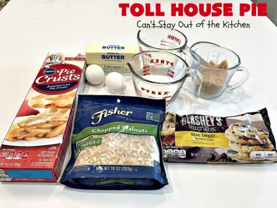 Toll House Pie | Can't Stay Out of the Kitchen | the easiest & most spectacular #TollHousePie ever! Better than #TollHouseCookies, this pie is rich, decadent & absolutely divine! Every bite will have you drooling. Perfect for a #holiday #dessert, too. #pie #ChocolateChips #Walnuts #southern #ThanksgivingDessert #ChristmasDessert #TollHouse #Chocolate #ChocolateDessert #TollHouseDessert