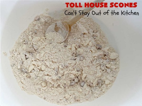 Toll House Scones | Can't Stay Out of the Kitchen | #TollHouseScones are some of the best #scones you'll ever eat. This drool-worthy #breakfast or #brunch entree is perfect for a weekend, company or #holiday breakfast. They're chocked full of #ChocolateChips & drizzled with #chocolate icing. Every bite will have you swooning! #TollHouse #HolidayBreakfast