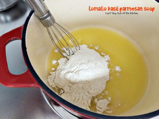 Tomato Basil Parmesan Soup | Can't Stay Out of the Kitchen | this creamy, cheesy #soup is amazing. You won't want to stop after eating the first bite! Plus it's so easy because it's made in the #crockpot! #tomatoes #cheese