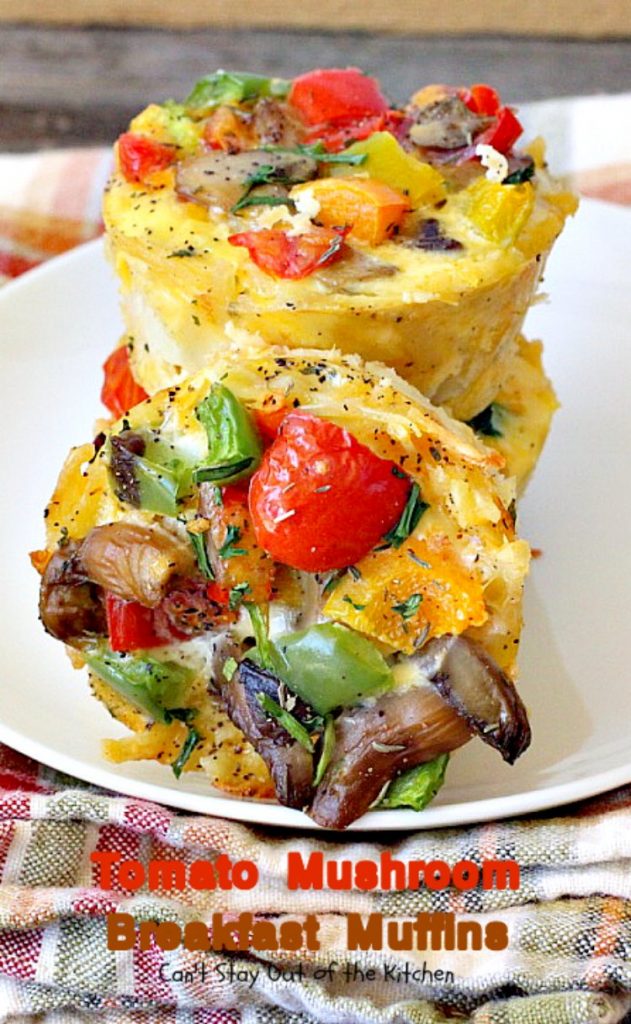 Tomato Mushroom Breakfast Muffins | Can't Stay Out of the Kitchen | these fabulous #vegetarian #breakfast #muffins are the perfect choice for any breakfast, especially the #holidays. #tomatoes #mushrooms #glutenfree