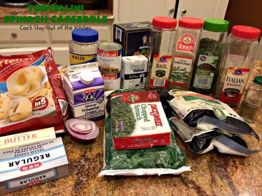 Tortellini Spinach Casserole | Can't Stay Out of the Kitchen | this delicious #pasta entree is incredibly mouthwatering. It's filled with #spinach, several kinds of #cheese & cheese #tortellini. It's terrific for #MeatlessMondays as well as company. #mushrooms #casserole 