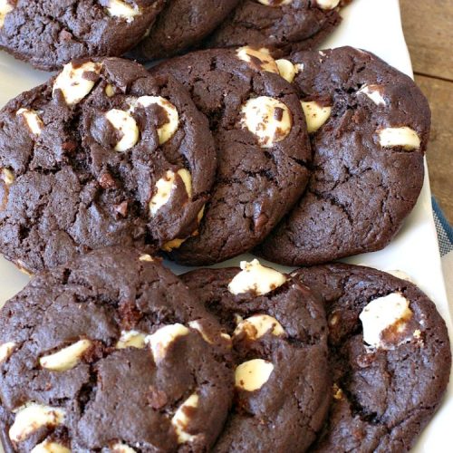 Triple Fudge White Chocolate Cookies | Can't Stay Out of the Kitchen | these fantastic #cookies have only 4 ingredients! They start with a #TripleFudgeCakeMix that includes #ChocolateChips, #cocoa & #ChocolateLiquor. Add #WhiteChocolateChips & you have a #recipe made in heaven! They will cure any sweet tooth craving or #chocolate desire you have! #dessert #fudge #ChocolateDessert #FudgeDessert #tailgating