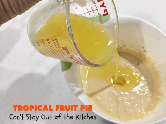 Tropical Fruit Pie | Can't Stay Out of the Kitchen | this amazing #pie contains #CandiedTropicalFruitMix, #almonds & vanilla chips. It absolutely explodes with flavor & is a terrific way to use #CandiedFruit in a #recipe. Great for #holiday #baking. #HolidayDessert #ParadiseFruitCompany #dessert #ParadiseCandiedFruit #papaya #mango #pineapple #TropicalFruitPie