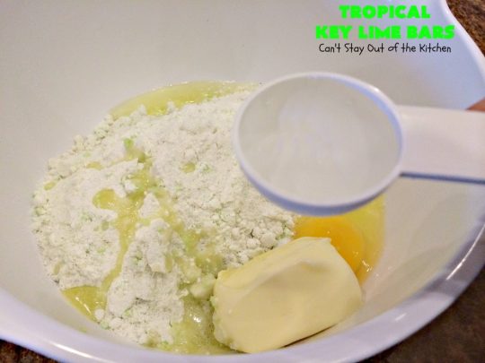 Tropical Key Lime Bars | Can't Stay Out of the Kitchen | This amazing #dessert is a perfect summer treat for Back-to-School bashes, family reunions or Labor Day parties. #cookie #keylime